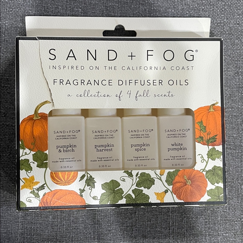 SAND AND FOG Fall Fragrance Diffuser Oils -4pk 0.33oz Variety Pumpkin Scents NEW
